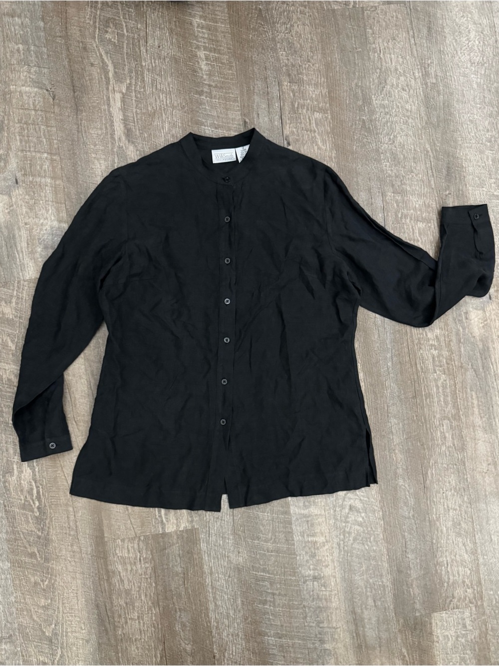 Vintage Silk Linen Black Button Down Shirt